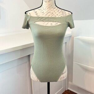 Monrow Green Ribbed Bodysuit